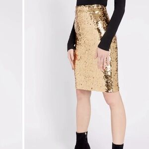 Alice + Olivia gold sequin skirt.